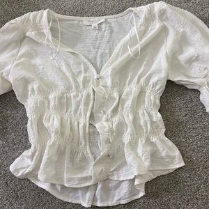 White Ruched Blouse by Kirious Los Angeles